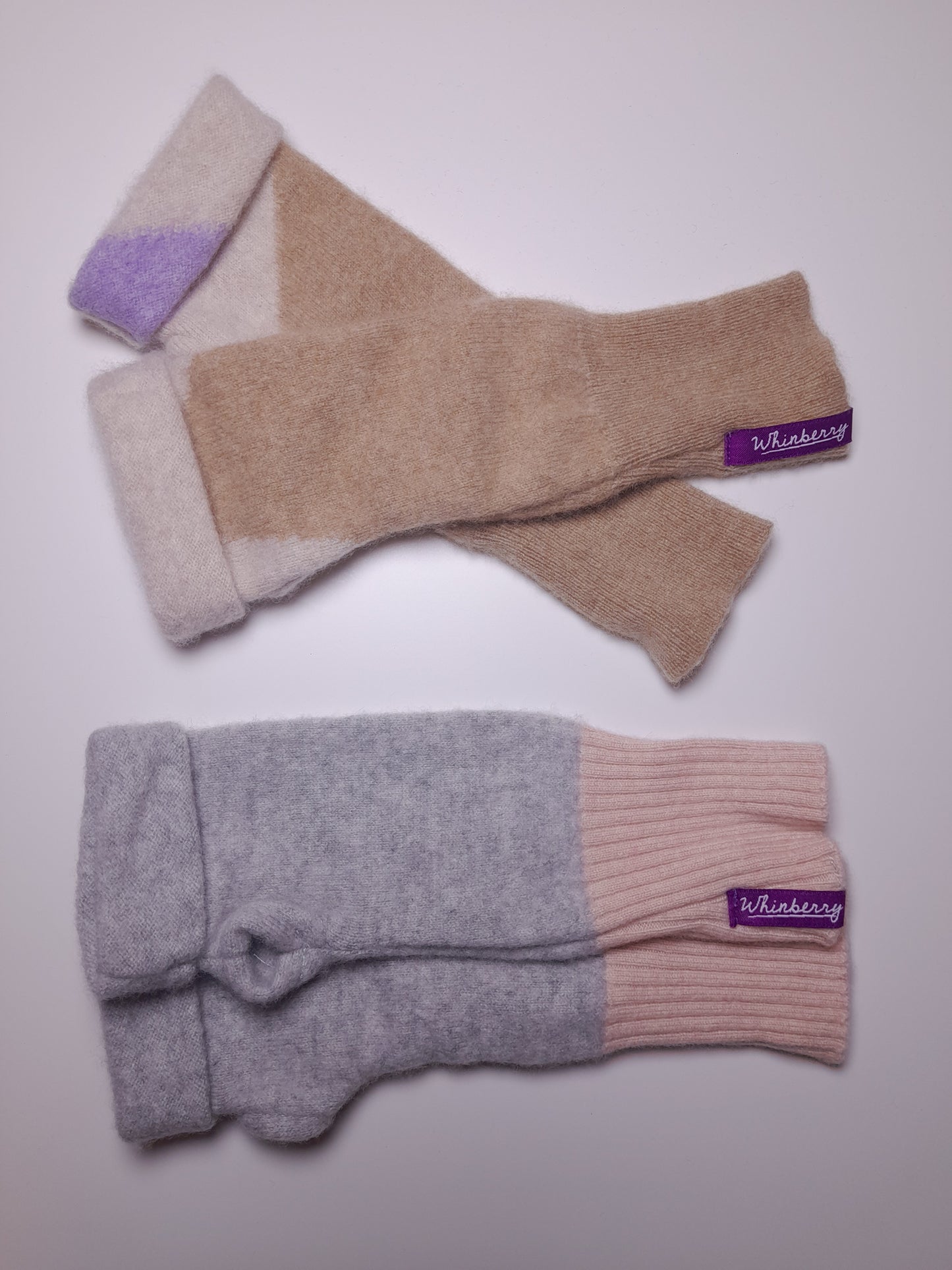 Pastel Patterned Cashmere Fingerless Gloves