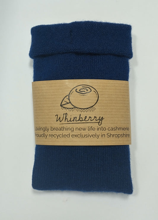 Navy Recycled Cashmere Fingerless Gloves