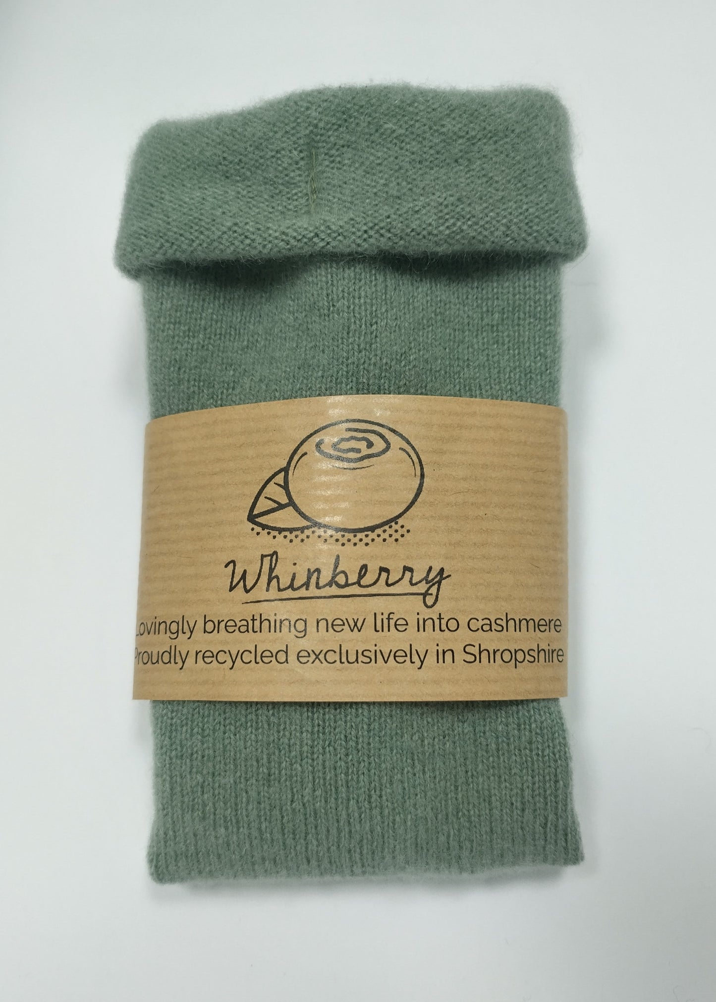 Sage Green Recycled Cashmere Fingerless Gloves